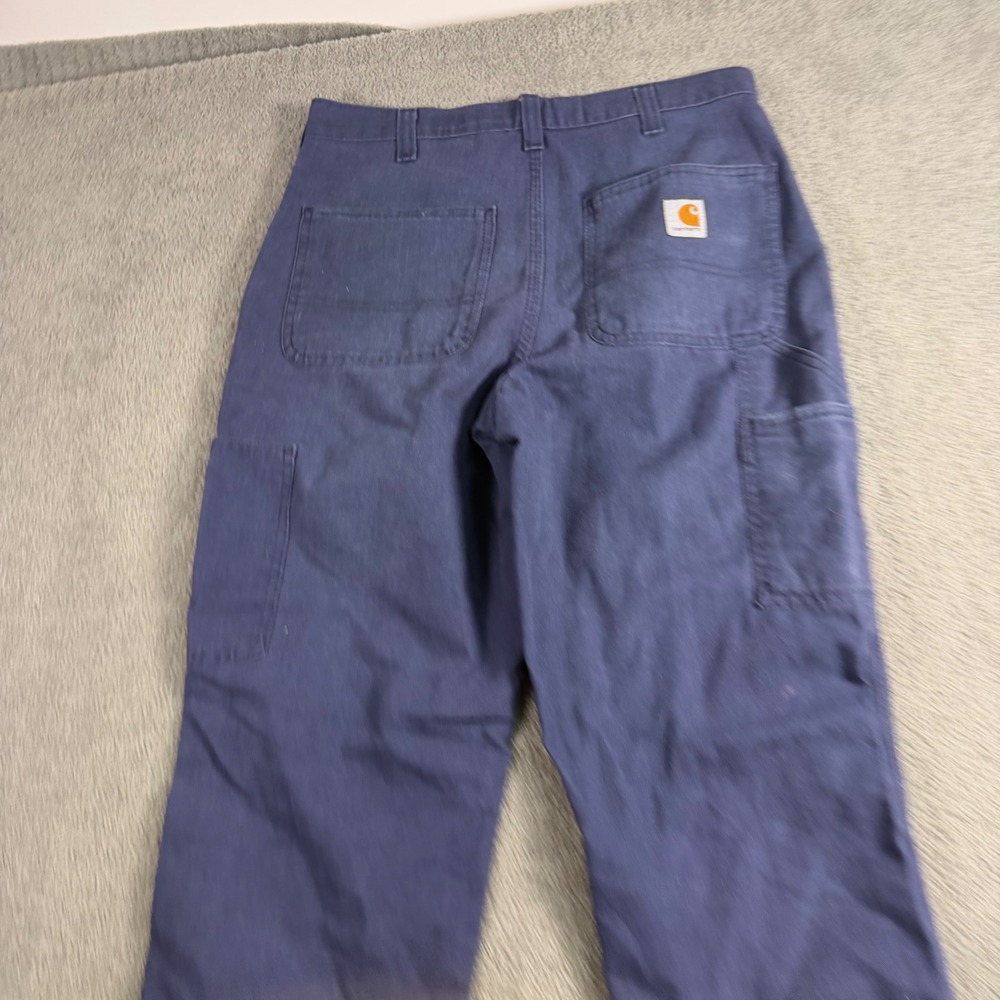 Carhartt Mens Navy Blue Dungaree Fit Carpenter Work Pants 30x32 Distressed 383